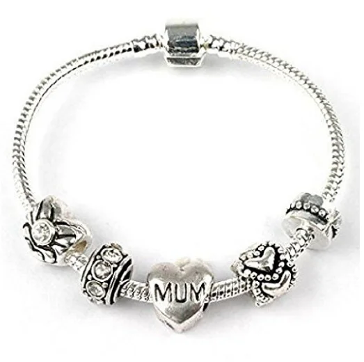 Chamm Bracelets for yoga loversMum 'Silver Romance' Silver Plated Charm Bead Bracelet