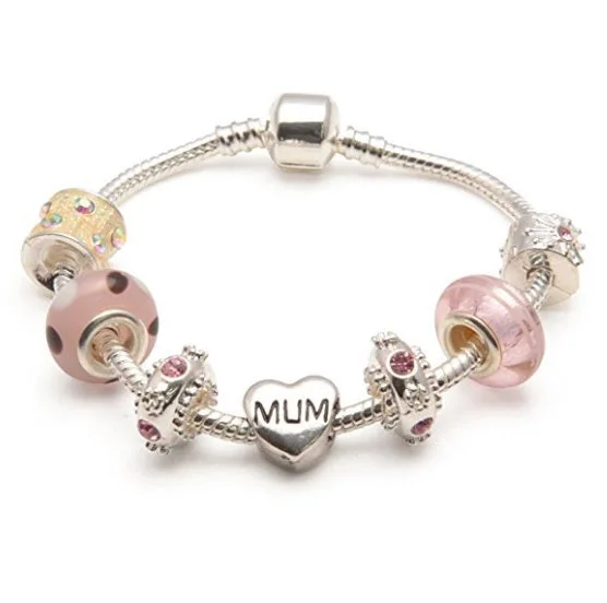 Chamm Bracelets with gemstonesMum 'Vanilla Kisses' Silver Plated Charm Bead Bracelet