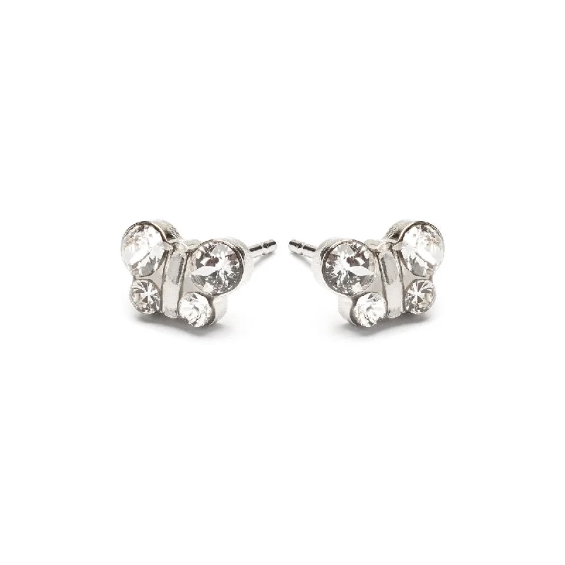 Laser - Engraved Initial Stud Earrings in Silver for a Personalized and Customized AccessoryWhite Crystal Butterfly Earrings