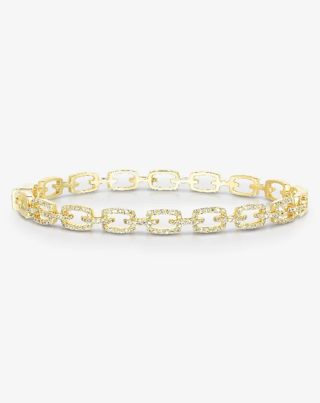 Vintage - Inspired Bangle Bracelets with Filigree and Rhinestone AccentsDiamond Link Bangle