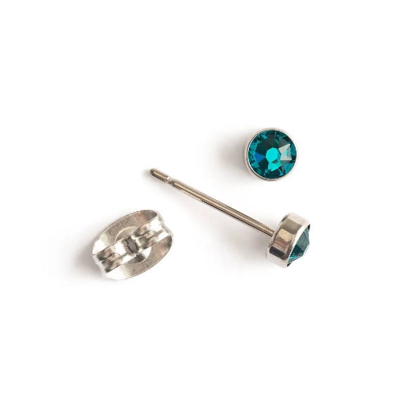 Men's Stainless Steel Skull Stud Earrings with Black Enamel for an Edgy and Rock - Inspired StyleTurquoise Bezel Titanium Stud Earrings