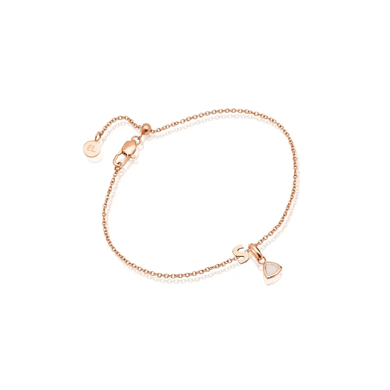 Chamm Bracelets for yoga loversBirthstone & Little Luxe Letter Bracelet (Rose Gold)