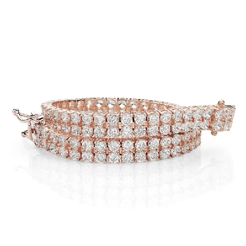 Boho - Style Bangle Bracelets with Feather and Bead EmbellishmentsRound Brilliant tennis bracelet with 12.54 carats* of diamond simulants in 10 carat rose gold