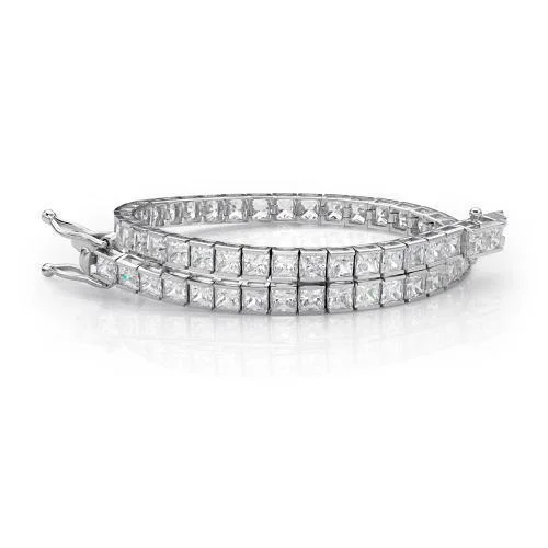 Children's Bangle Bracelets with Animal - Shaped Charms for a Cute AccessoryPrincess Cut tennis bracelet with 11.34 carats* of diamond simulants in 10 carat white gold