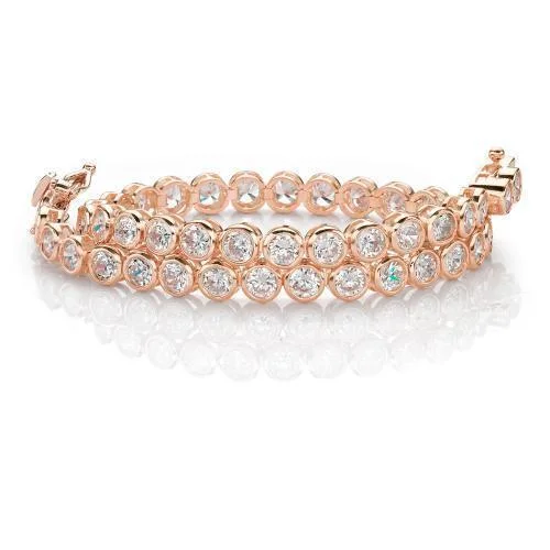 Rose Gold - Plated Bangles with Cubic Zirconia for a Glamorous TouchRound Brilliant tennis bracelet with 5.83 carats* of diamond simulants in 10 carat rose gold