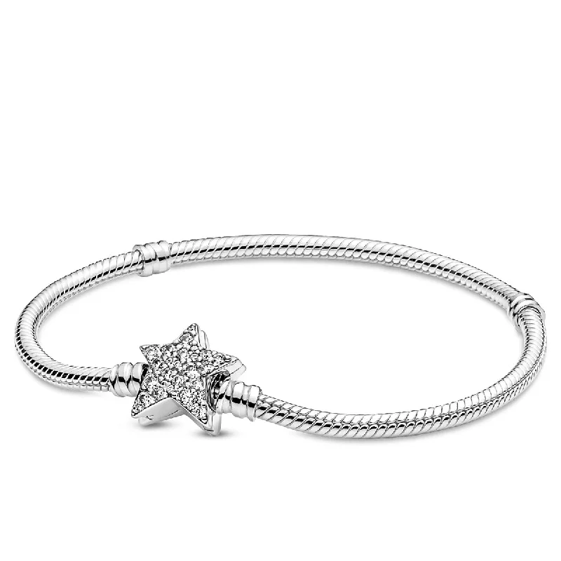 Chamm Bracelets with natural materialsPandora Moments Asymmetric Star Clasp Snake Chain Bracelet