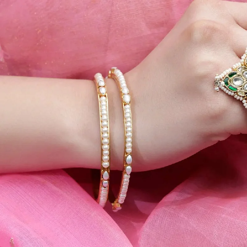 Leather - Wrapped Bangles with Studded Details for a Rock - Chic VibeSilver Pearl Bangle(single)