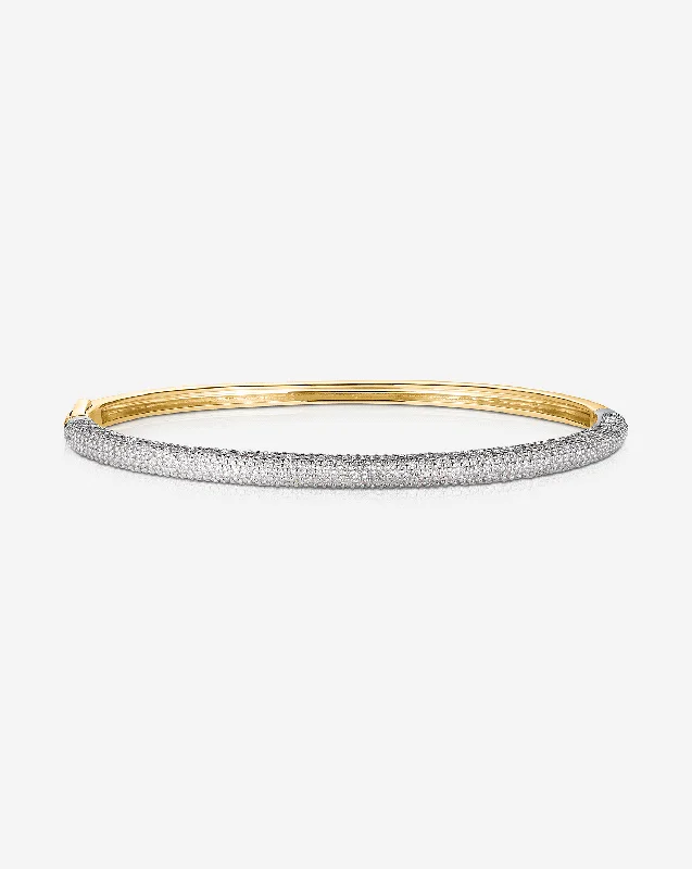 Boho - Style Bangle Bracelets with Feather and Bead EmbellishmentsPavé Diamond Stackable Gold Cloud Bangle