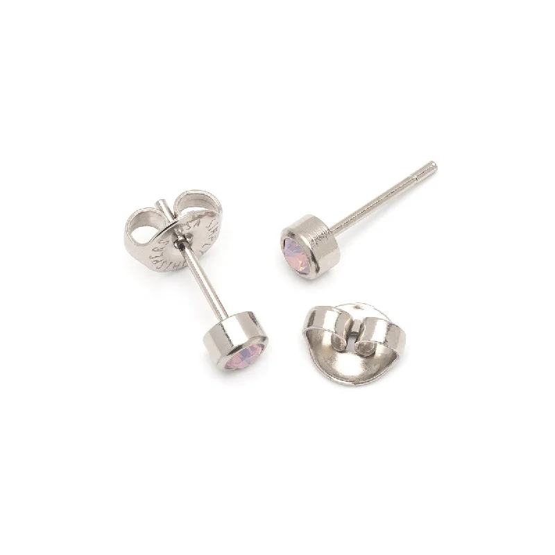 Rhinestone - Embellished Crown - Shaped Stud Earrings for a Princess - Inspired LookLight Pink Crystal Stud Earrings