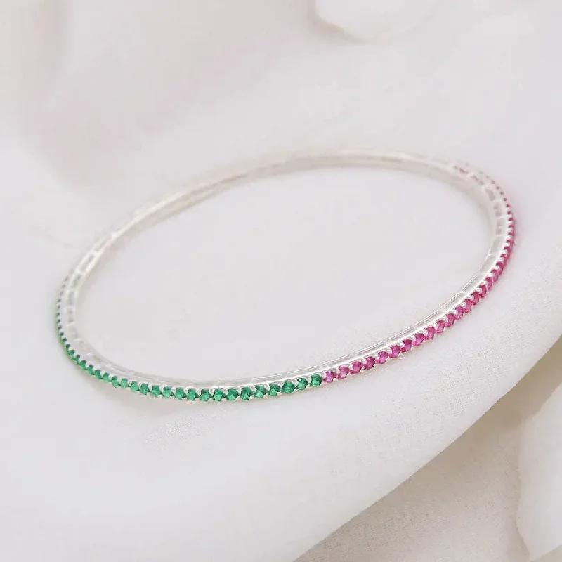 Solid Gold Bangles with Intricate Floral Engravings for a Luxurious LookSilver multicolor zircon bangle