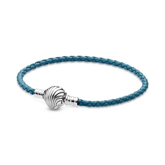 Chamm Bracelets for festivalsSeashell Clasp Turquoise Braided Leather Bracelet