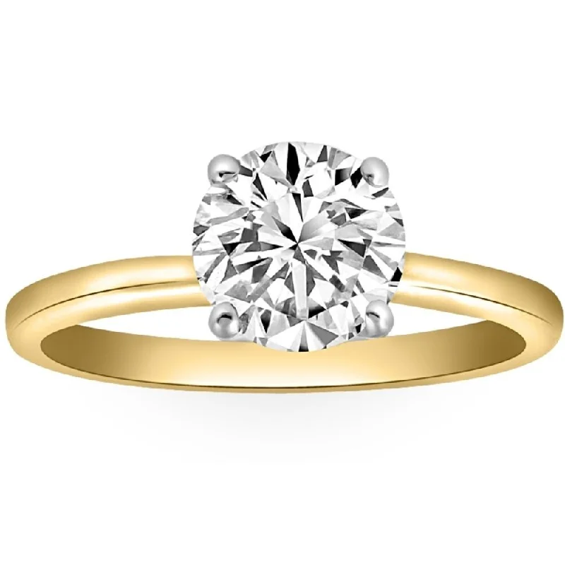 Two - Tone Gold and Silver Wedding Bands with a Twist Design for a Contemporary and Eye - Catching Style1 1/2CT Moissanite 4Prong Solitaire Engagement Ring in White or Yellow Gold