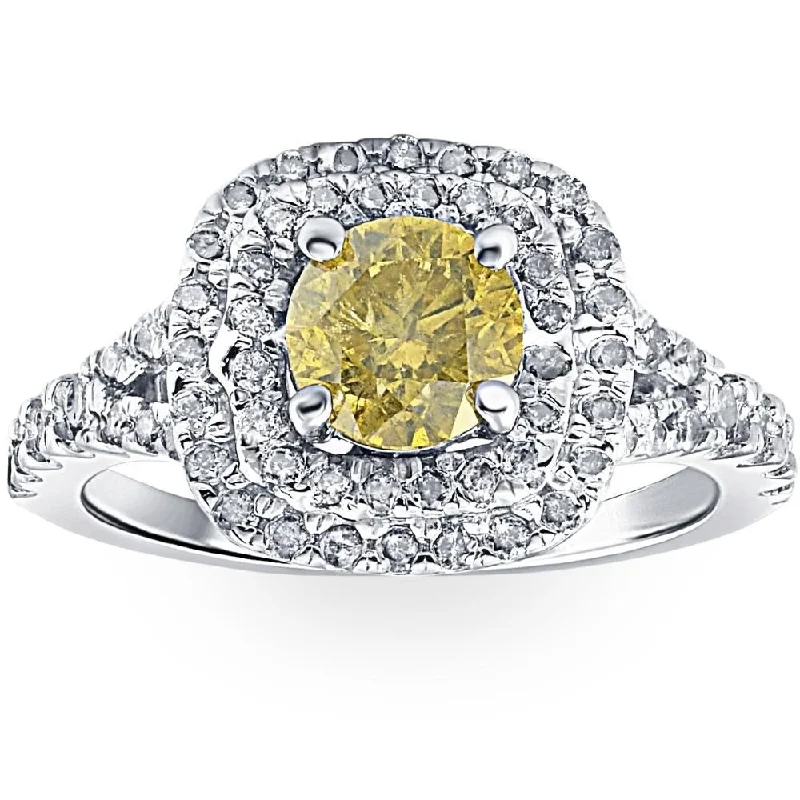 Laser - Etched Floral Design Wedding Bands in Palladium for a Delicate and Intricate Look1 5/8CT Fancy Yellow Diamond Double Cushion Halo Engagement Ring 14k White Gold