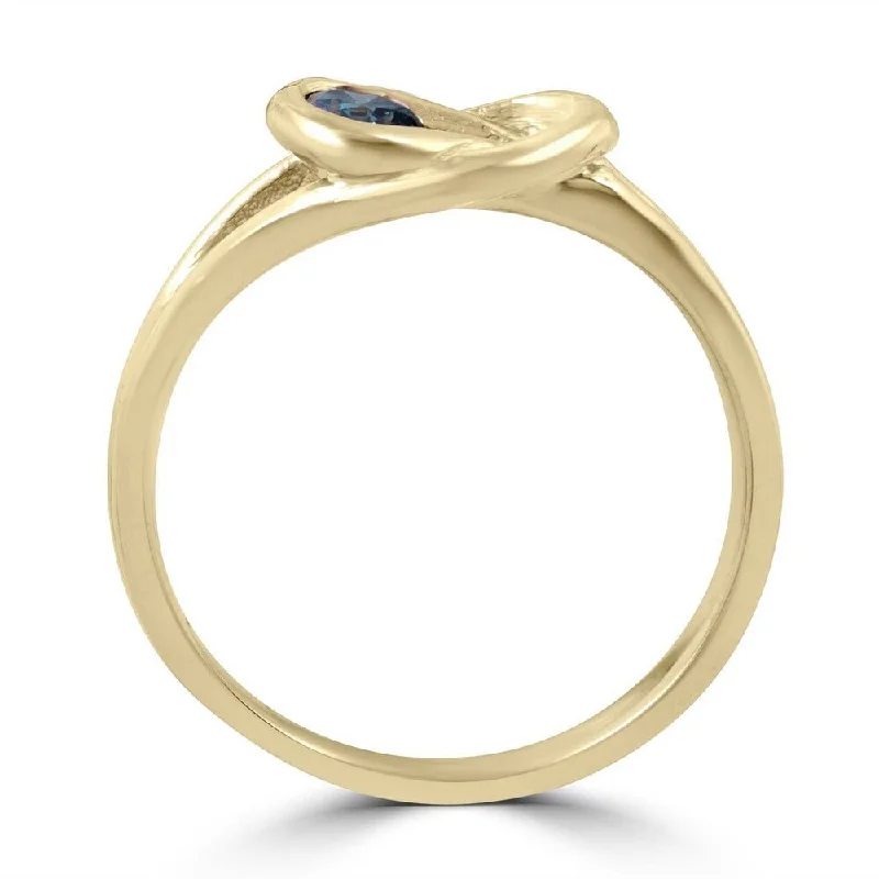 18K White Gold Classic Round - Cut Diamond Wedding Bands for a Timeless and Elegant Look1/5ct Knot Treated Blue Diamond Solitaire Promise Ring 14K Yellow Gold