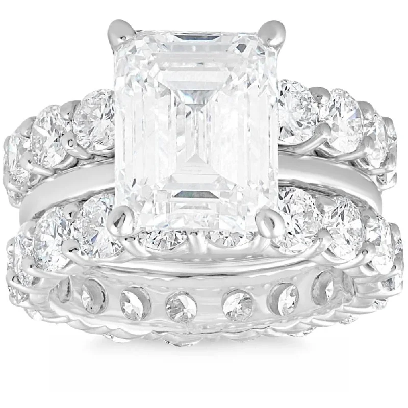 Platinum Celtic - Inspired Wedding Bands with Intricate Knotwork Patterns for a Symbolic and Stylish Choice11Ct Emerald Cut Moissanite & Lab Grown Diamond Engagement Eternity Ring Set