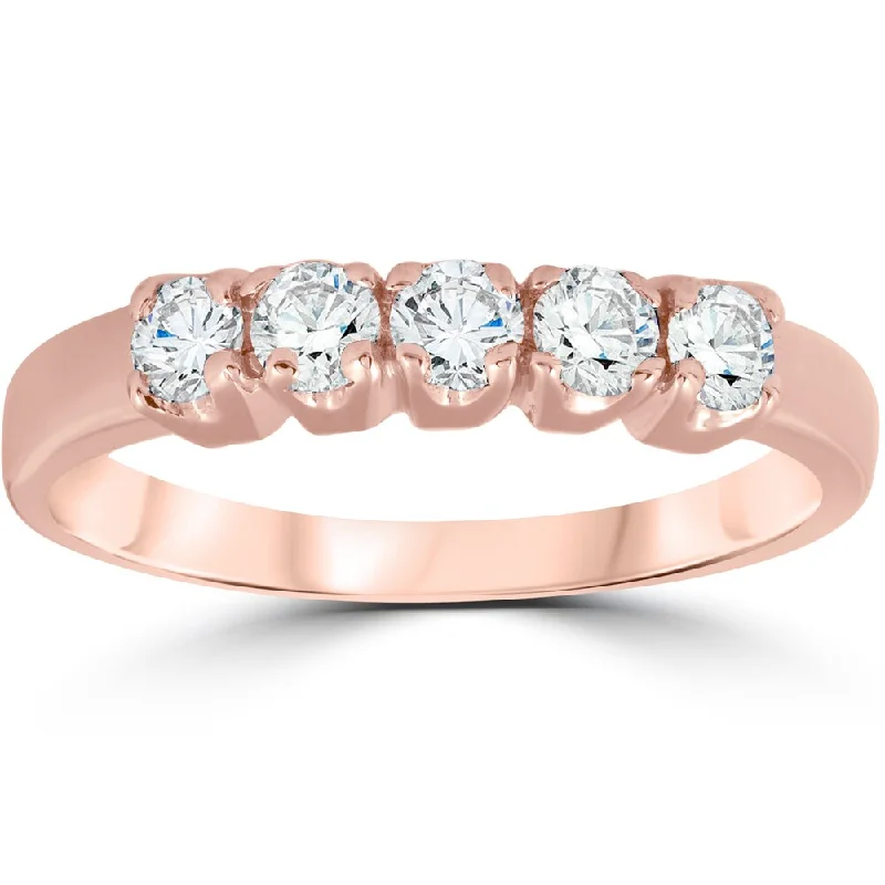 Stackable Wedding Bands in Sterling Silver with Enamel Inlays for a Colorful and Versatile Option14K Rose Gold 1/2CT TDW 5-Stone Diamond Wedding Ring - White