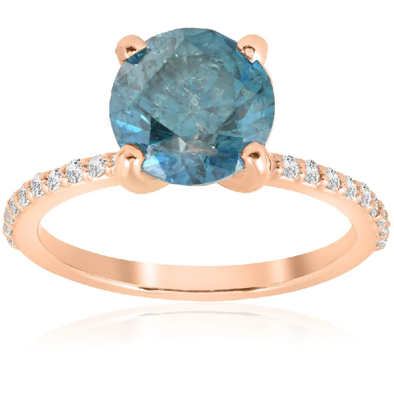 Vintage - Style Filigree Wedding Bands in 14K Gold for a Romantic and Antique - Inspired Aesthetic14k Rose Gold 3 1/5 ct TDW Blue Diamond Engagement Anniversary Ring