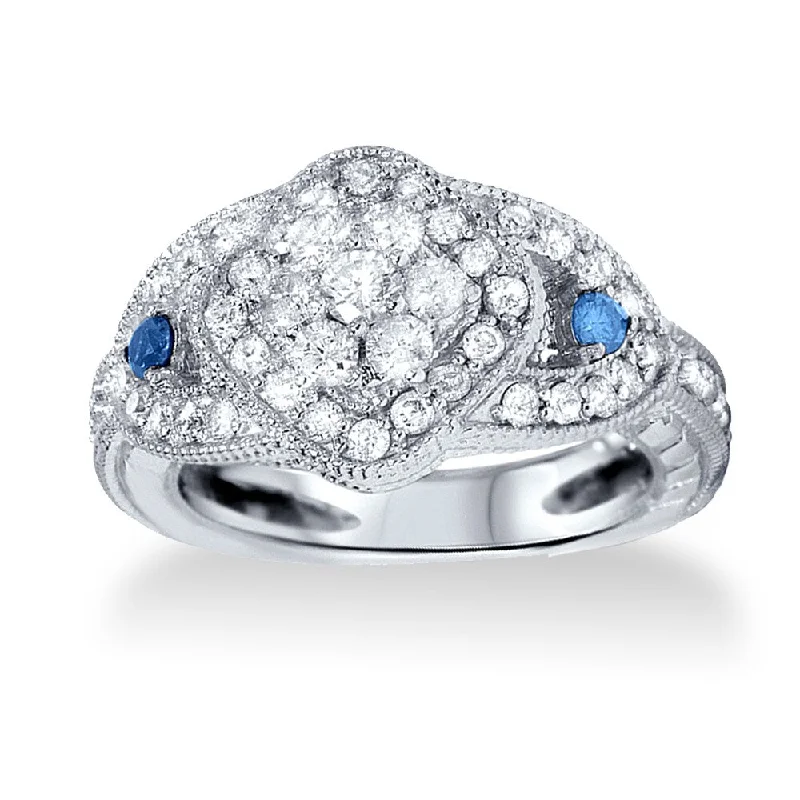 Matte - Black Ceramic Wedding Bands with a Polished Edge for a Sleek and Modern Appearance14k White Gold 0.79ct TDW Vintage-style Diamond Ring with Blue Diamond Accent