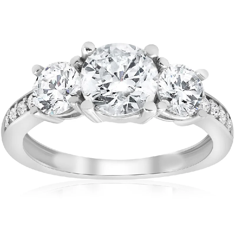 Moissanite - Set Wedding Bands in Yellow Gold for a Sparkling and Ethical Alternative to Diamonds14K White Gold 1 3/4 ct TDW Diamond Three Stone Engagement Ring (J-K,I2-I3)