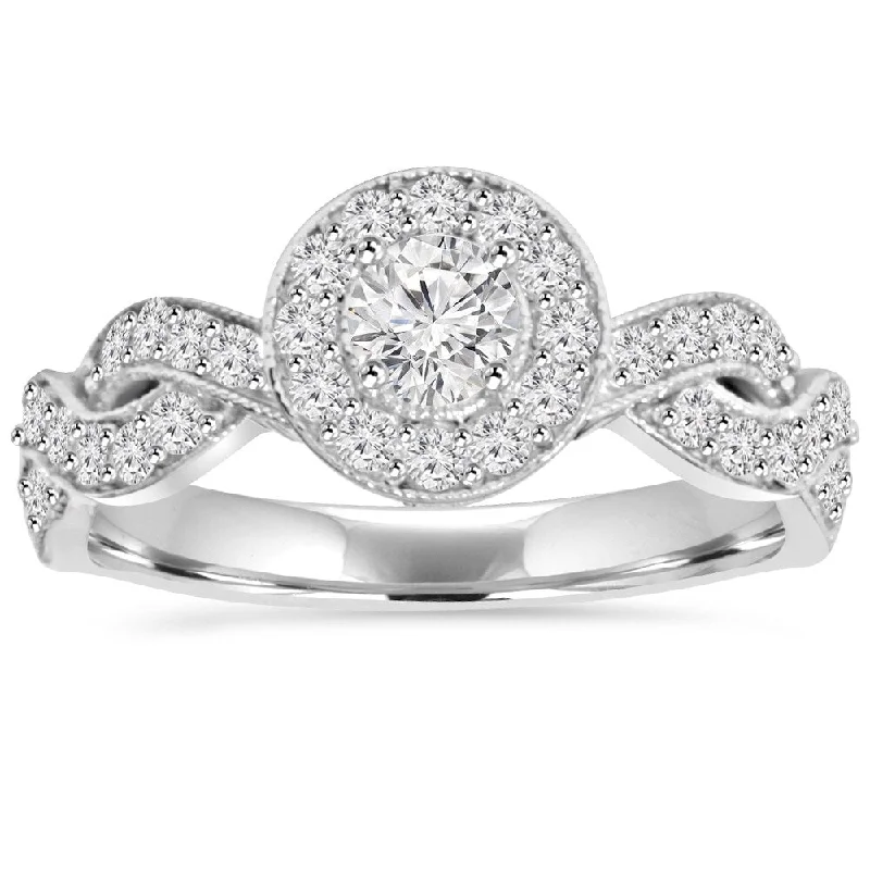 18K White Gold Classic Round - Cut Diamond Wedding Bands for a Timeless and Elegant Look14k White Gold 3/4 ct TDW Diamond Round Infinity Engagement Ring