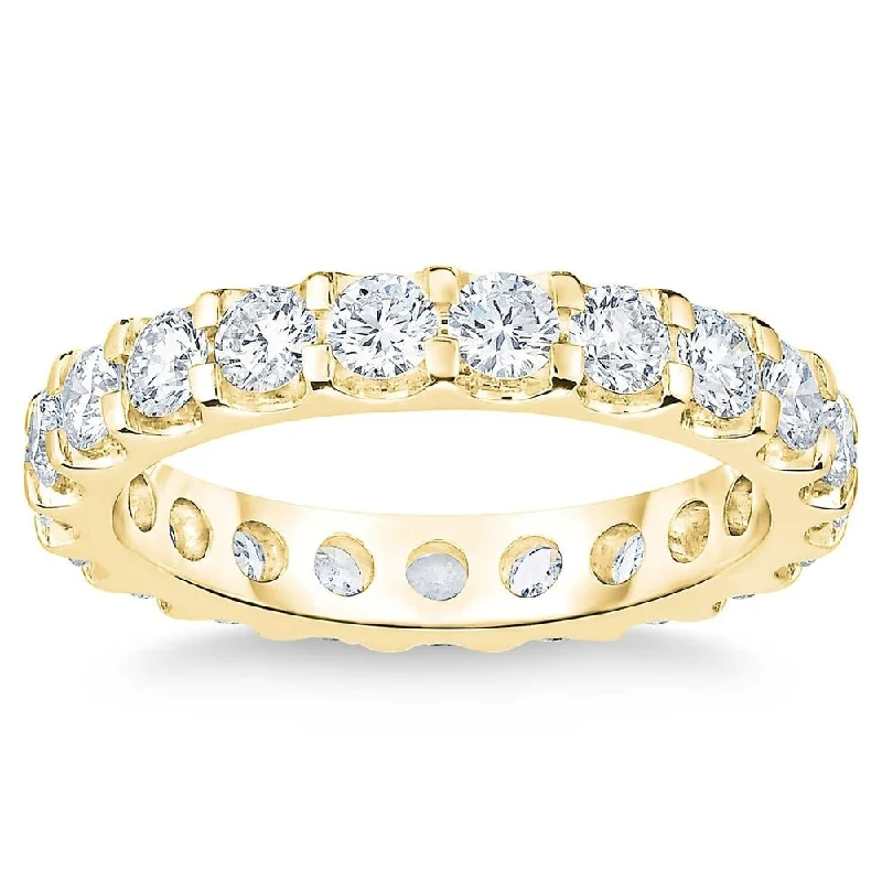 Laser - Etched Floral Design Wedding Bands in Palladium for a Delicate and Intricate Look14k Yellow Gold 2 Ct Diamond Eternity Ring Lab Grown (G/H,VS)