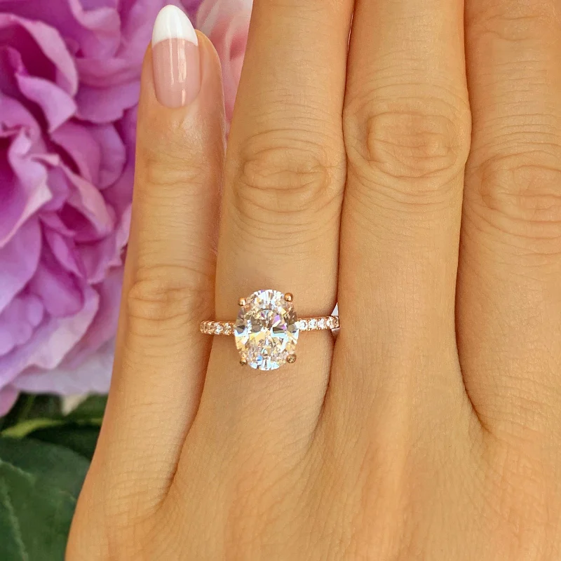 Signature - Design Engagement Rings with a Brand - Exclusive Pattern and Premium Diamonds3.25 ctw Oval Accented Ring - Rose GP, 50% Final Sale