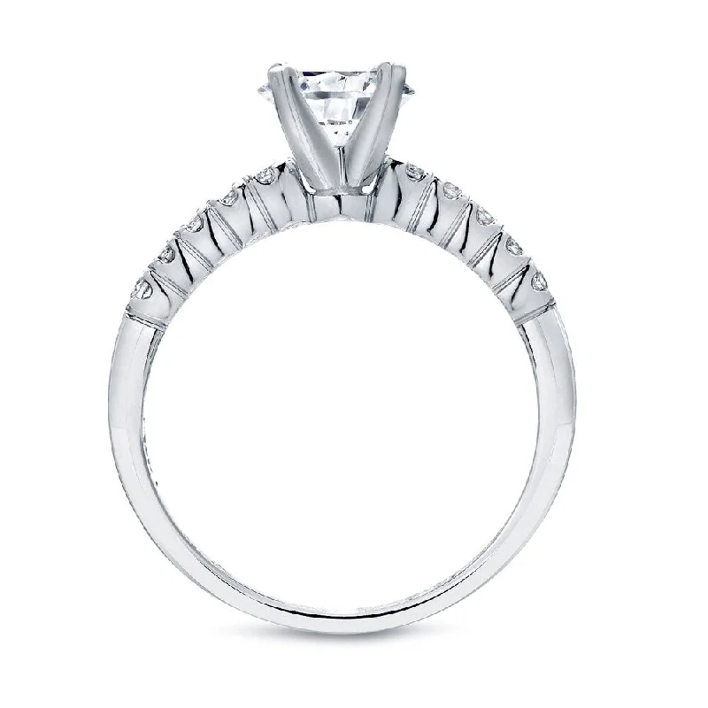 Cushion - Cut Halo Engagement Rings with a Platinum Band and Micro - Pave DetailsAuriya 3/4ct TDW Round Diamond Engagement Ring Set 14k White Gold