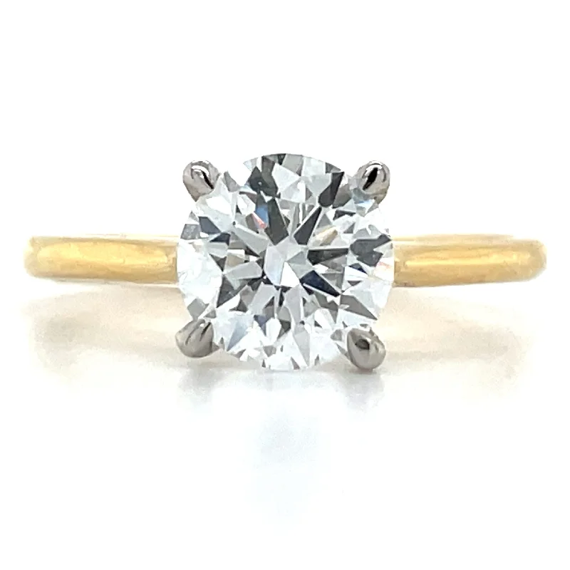 Vintage - Inspired Engagement Rings with Filigree Work and Emerald - Cut Center StoneAva - 18ct Yellow Gold 1.30ct Laboratory Grown Round Diamond Solitaire Engagement Ring