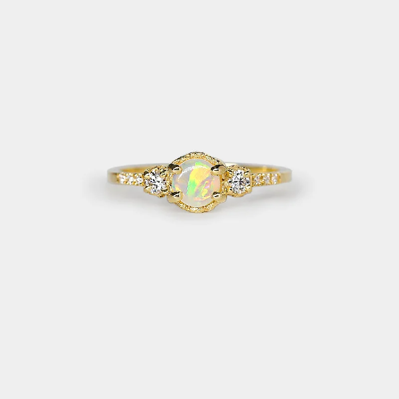 Engagement Rings with Amethyst and Diamond Accents in a Contemporary SettingDestiny opal ring (with 4 claws) - 5mm round crystal opal