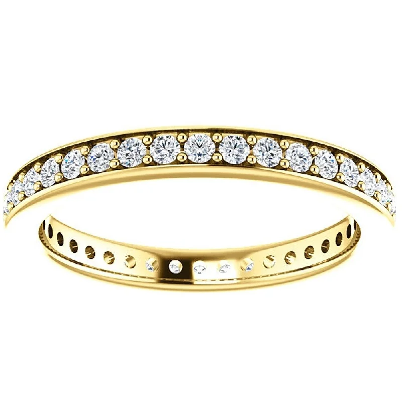 Laser - Etched Floral Design Wedding Bands in Palladium for a Delicate and Intricate LookEX3 14k Yellow Gold 1/2 Ct TDW Diamond Eternity Wedding Ring Lab Grown (G-H/VS1-VS2)