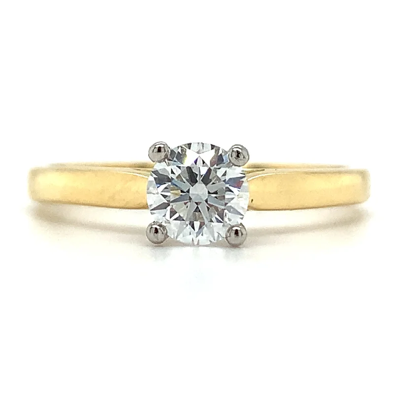 Cushion - Cut Halo Engagement Rings with a Platinum Band and Micro - Pave DetailsJulianna - 18ct Yellow Gold 0.56ct Laboratory Grown Round Brilliant Solitaire Engagement Ring