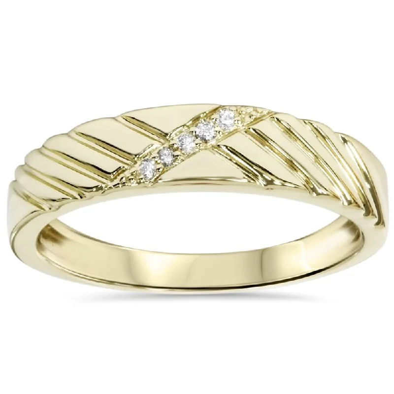 Laser - Etched Floral Design Wedding Bands in Palladium for a Delicate and Intricate LookMens Diamond Wedding Ring Yellow Gold