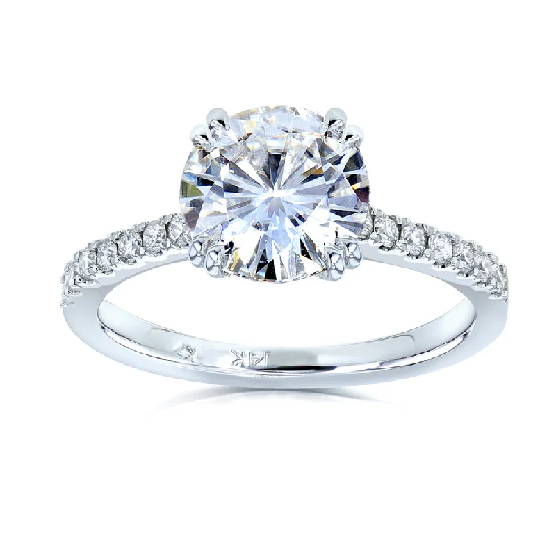 Adjustable Engagement Rings with a Flexible Band and a Princess - Cut Center DiamondMoissanite and Lab Grown Diamond Engagement Ring 1 3/4 CTW 14k White Gold (GH/VS, DEF/VS)