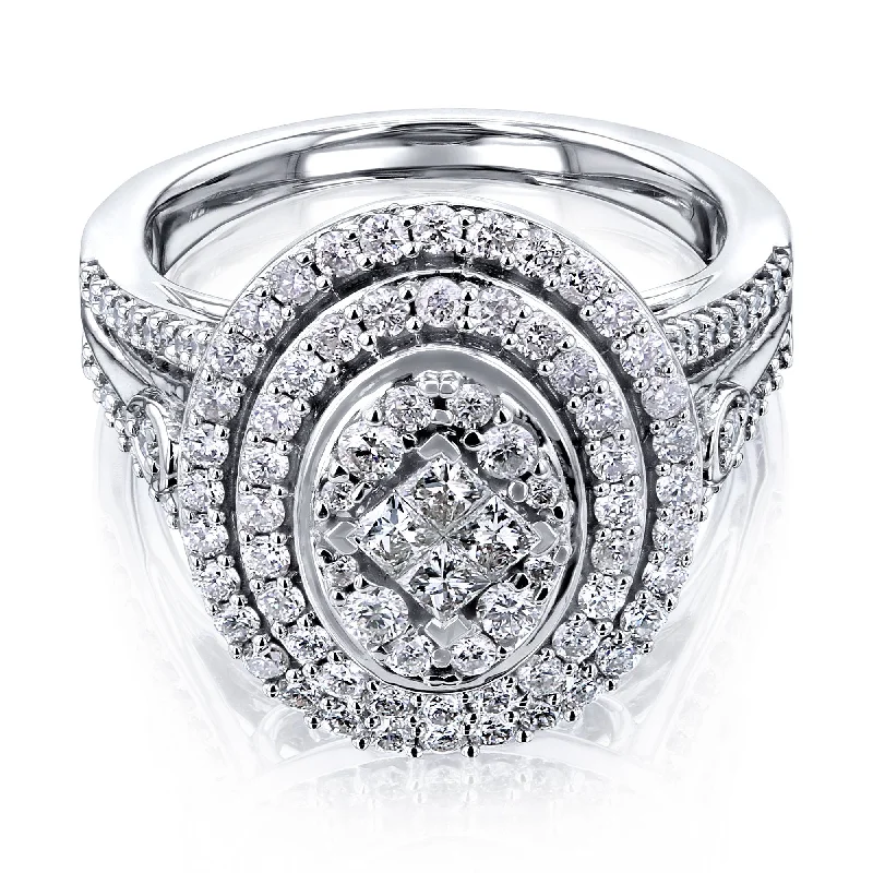 Cushion - Cut Halo Engagement Rings with a Platinum Band and Micro - Pave DetailsOval Diamond Cluster Split Shank Ring 10k Gold (1 CTW)