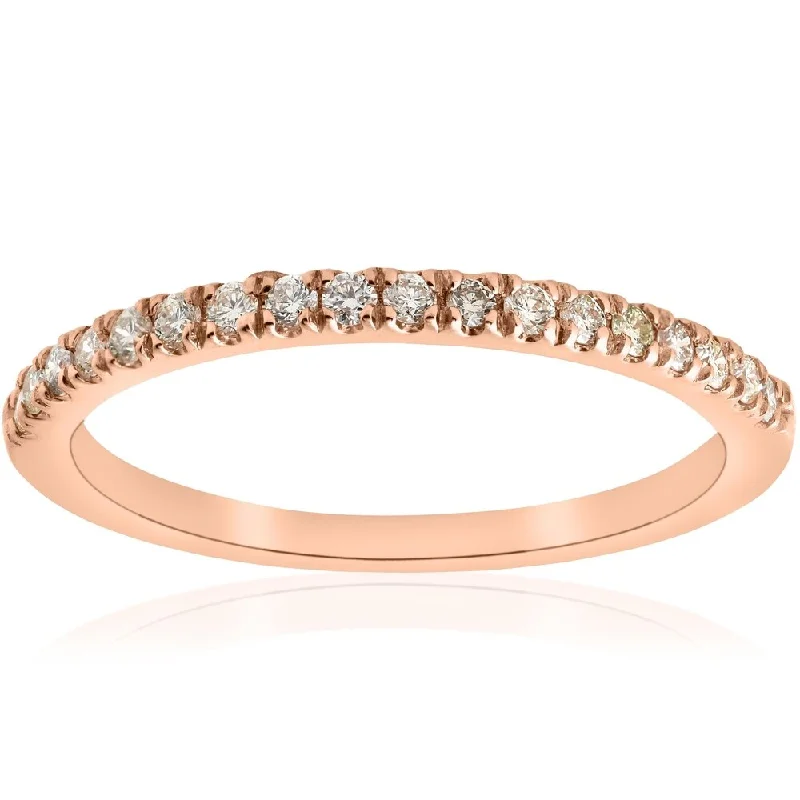 18K White Gold Classic Round - Cut Diamond Wedding Bands for a Timeless and Elegant LookPompeii3 10k Rose Gold 1/4 ct TDW Diamond Stackable Wedding Anniversary Ring (I-J,I2-I3) - White I-J - White I-J