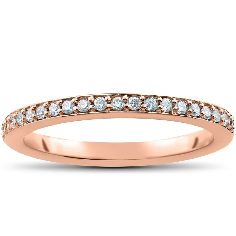 Rose Gold - Plated Engagement and Wedding Band Sets with a Halo of Cubic Zirconia for a Glamorous and Affordable LookPompeii3 14k Rose Gold 1/4 Ct TDW Diamond Wedding Ring Lab Grown (G-H/VS1-VS2)