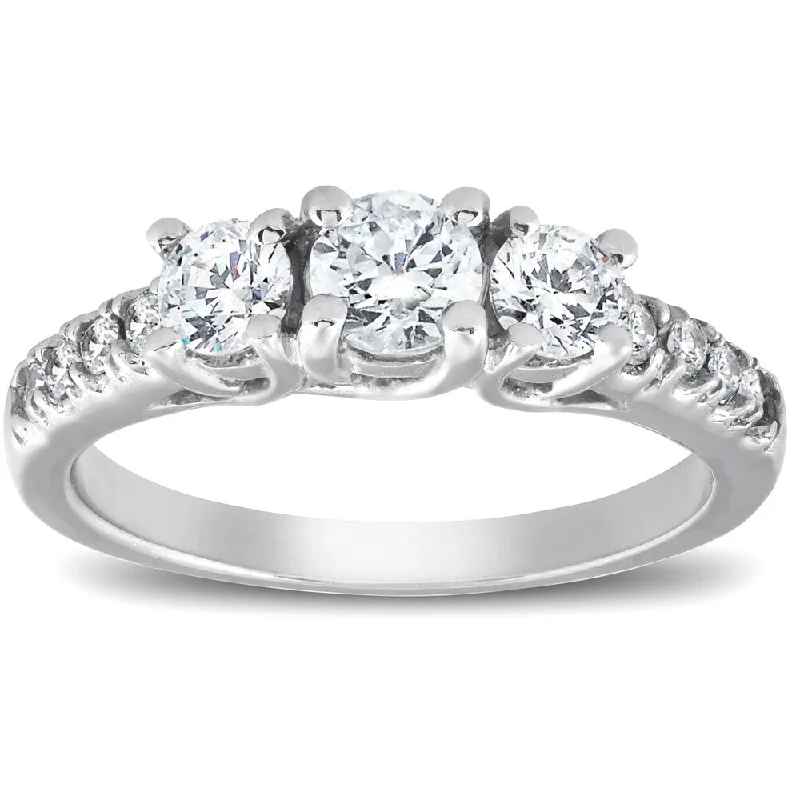 Pearl - and - Diamond - Studded Wedding Bands in White Gold for a Feminine and Elegant TouchPompeii3 14k White Gold 1 1/4 Ct TDW Three Stone Engagement Ring Lab Grown (G-H/SI1-SI2)