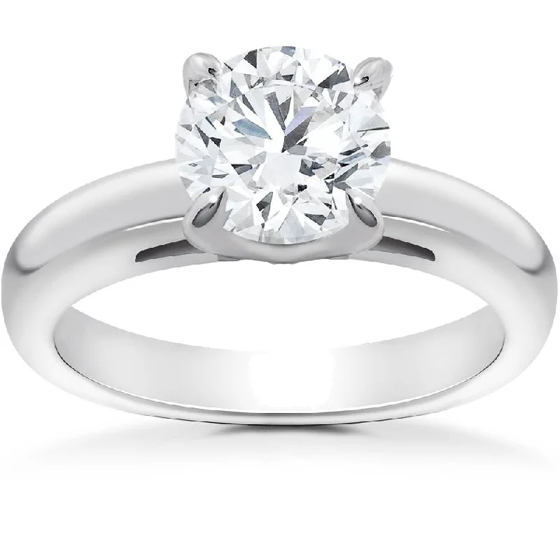 Laser - Etched Floral Design Wedding Bands in Palladium for a Delicate and Intricate LookPompeii3 14k White Gold 1 Ct TDW Round Solitaire Diamond Cathedral Heavy Solid Engagement Ring Clarity Enhanced