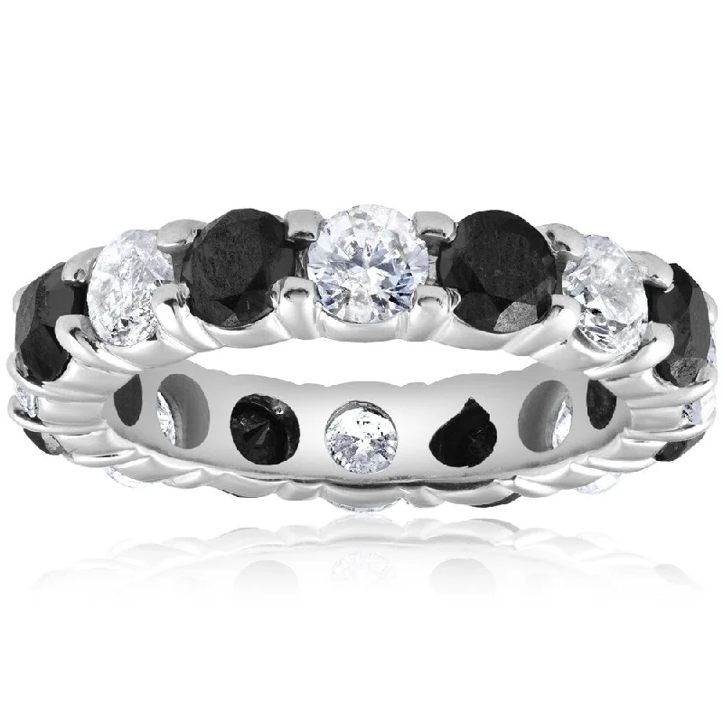 Vintage - Style Filigree Wedding Bands in 14K Gold for a Romantic and Antique - Inspired AestheticPompeii3 14k White Gold 5 ct TDW Black & White Diamond Eternity Ring Womens Wedding Band