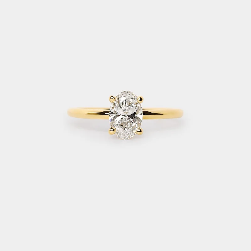 Marquise Cut Engagement Rings with a Channel - Set Diamond BandRitual solitaire plain band ring - 1.0ct oval lab white diamond