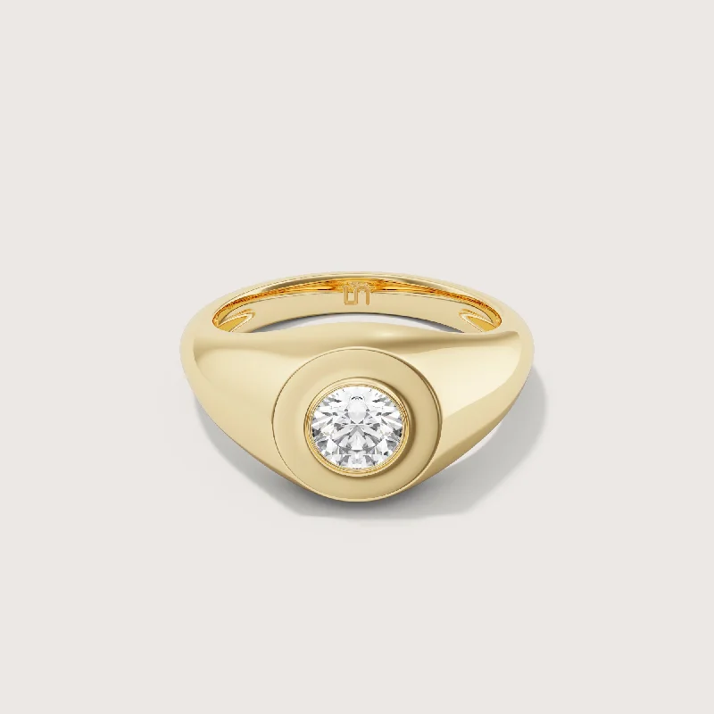 Marquise Cut Engagement Rings with a Channel - Set Diamond BandUnicus Diamond Signet Ring Round