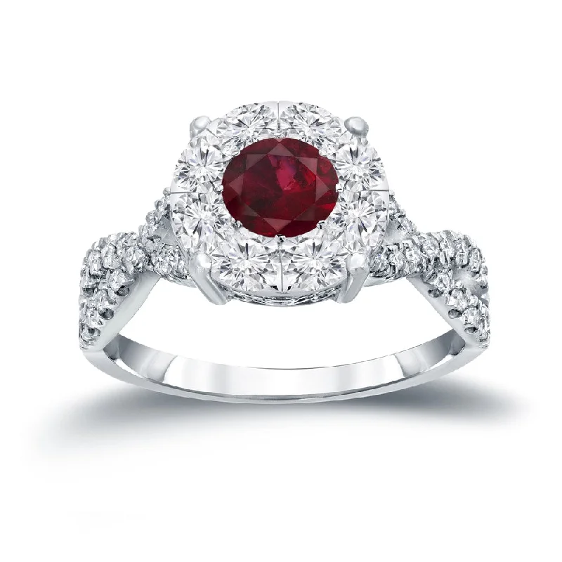 Alexandrite Gemstone Rings in Platinum with a Hidden Halo for a Rare and Luxurious Piece14k Gold 1/3ct Ruby and 3/4ct TDW Cluster Diamond Engagement Ring by Auriya