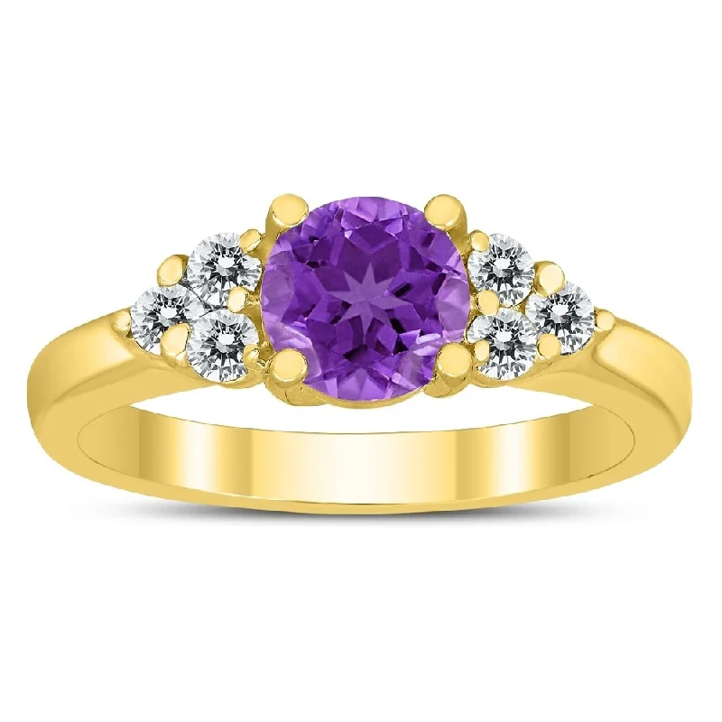 Alexandrite Gemstone Rings in Platinum with a Hidden Halo for a Rare and Luxurious Piece6MM Amethyst and Diamond Cynthia Ring in 10K Yellow Gold