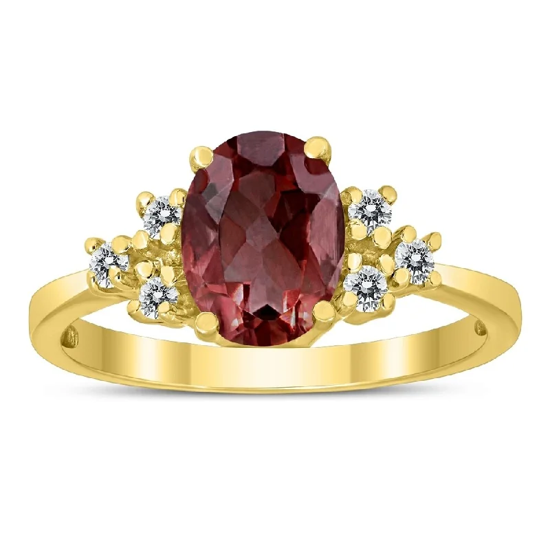 Topaz Gemstone Rings in 10K Gold with a Channel - Set Design for a Contemporary and Durable Option8X6MM Garnet and Diamond Regal Ring in 10K Yellow Gold