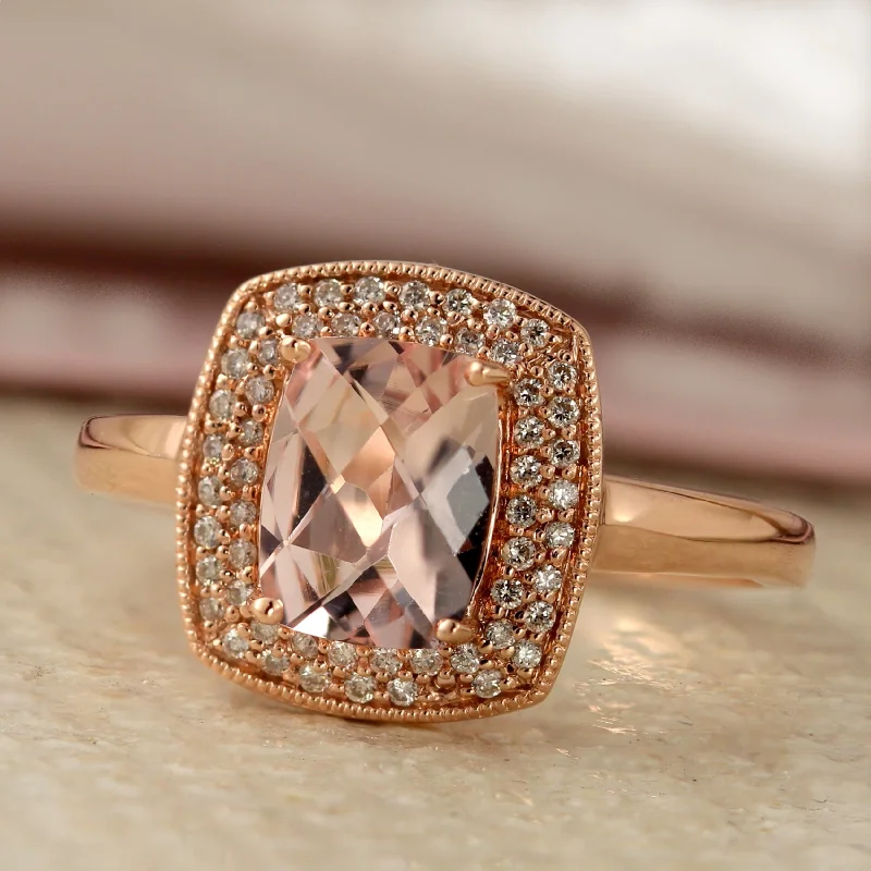 Citrine Gemstone Rings in Stainless Steel with a Stackable Design for a Trendy Everyday WearAuriya 1 1/5ct Cushion-cut Morganite 1/6ctw Halo Diamond Engagement Ring 10K Rose Gold