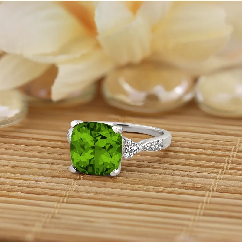 Aquamarine Gemstone Rings in 9K Gold with a Bezel Setting for a Modern and Secure FitAuriya 1 1/5ct Fancy Cushion Peridot and Diamond Engagement Ring 1/4ctw 14k Gold