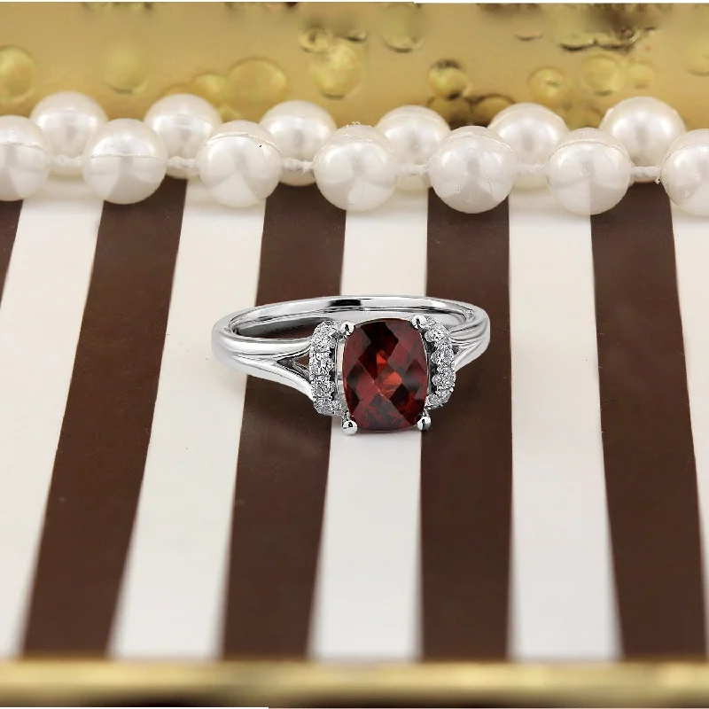 Ruby Gemstone Rings in 14K Yellow Gold with a Solitaire Setting for a Classic and Bold StatementAuriya 1 3/4ct Modern Cushion-cut Garnet and Diamond Engagement Ring 1/4ctw 14k Gold