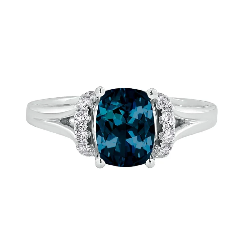 Sapphire Gemstone Rings in 18K White Gold with Diamond Accents for an Elegant EngagementAuriya 1 3/4ct Modern Cushion-cut London Blue Topaz and Diamond Engagement Ring 1/4ctw 14k Gold