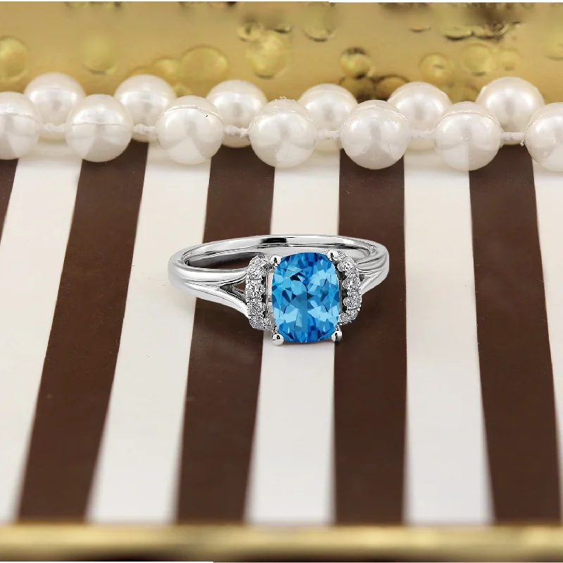 Opal Gemstone Rings in Rose Gold with a Milgrain Edge for a Feminine and Romantic StyleAuriya 1 3/4ct Modern Cushion-cut Swiss Blue Topaz and Diamond Engagement Ring 1/4ctw 14k Gold