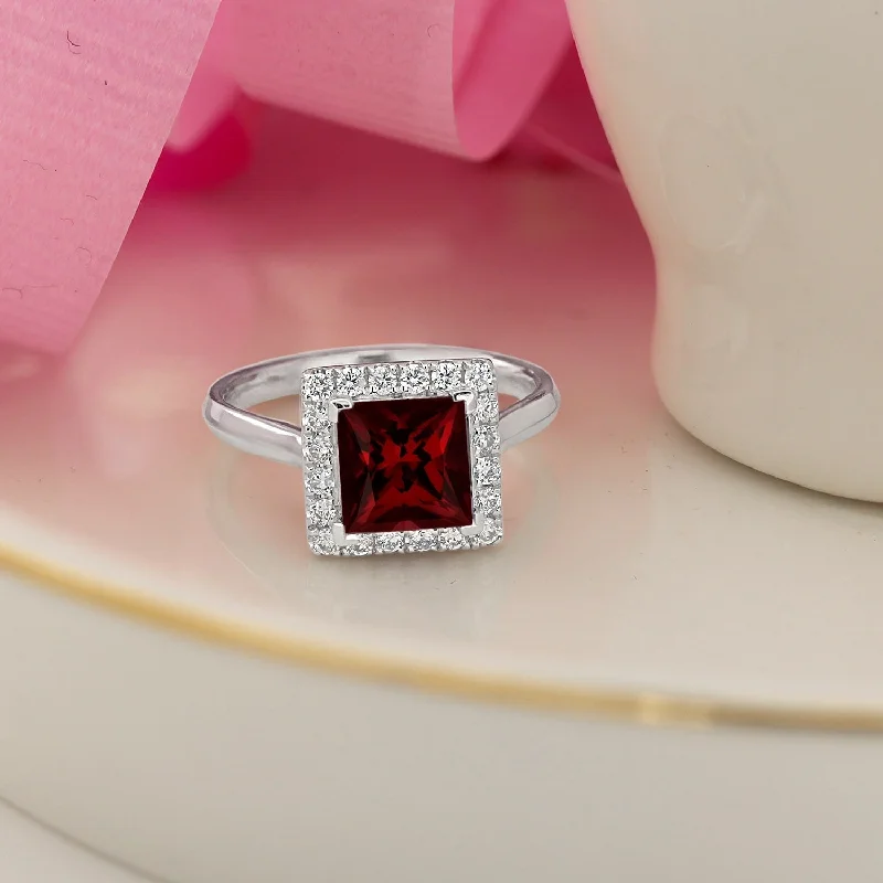 Ruby Gemstone Rings in 14K Yellow Gold with a Solitaire Setting for a Classic and Bold StatementAuriya 1 3/4ct Princess-cut Garnet Gemstone Halo Diamond Engagement Ring 1/3ctw 14k Gold